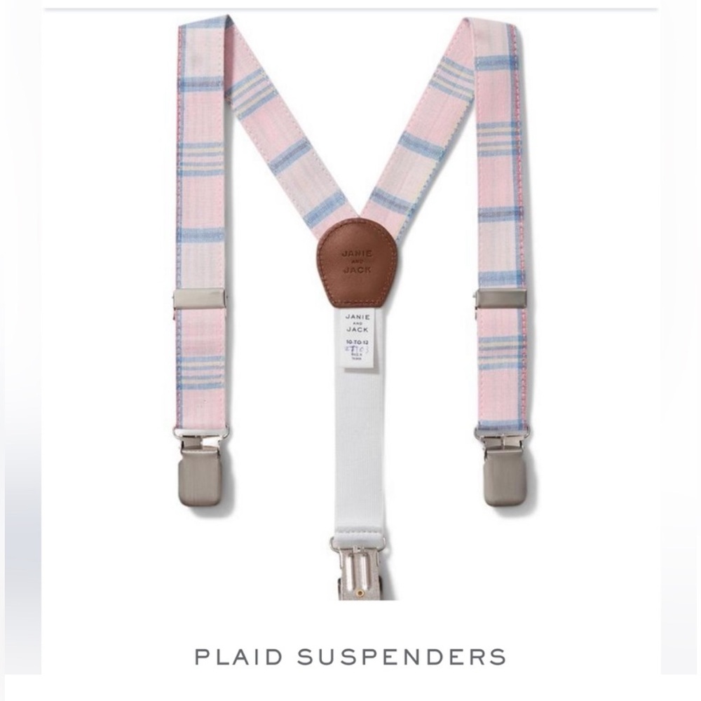 Janie & Jack Plaid Suspenders Size 6-8